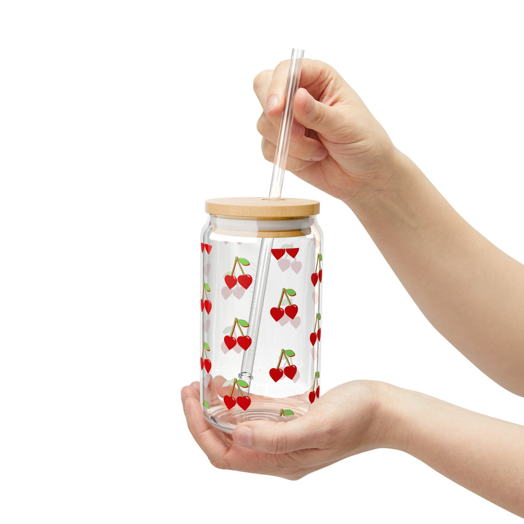 Cherry-Design Sipper Glass | 16oz Adamic Creations Drinkware