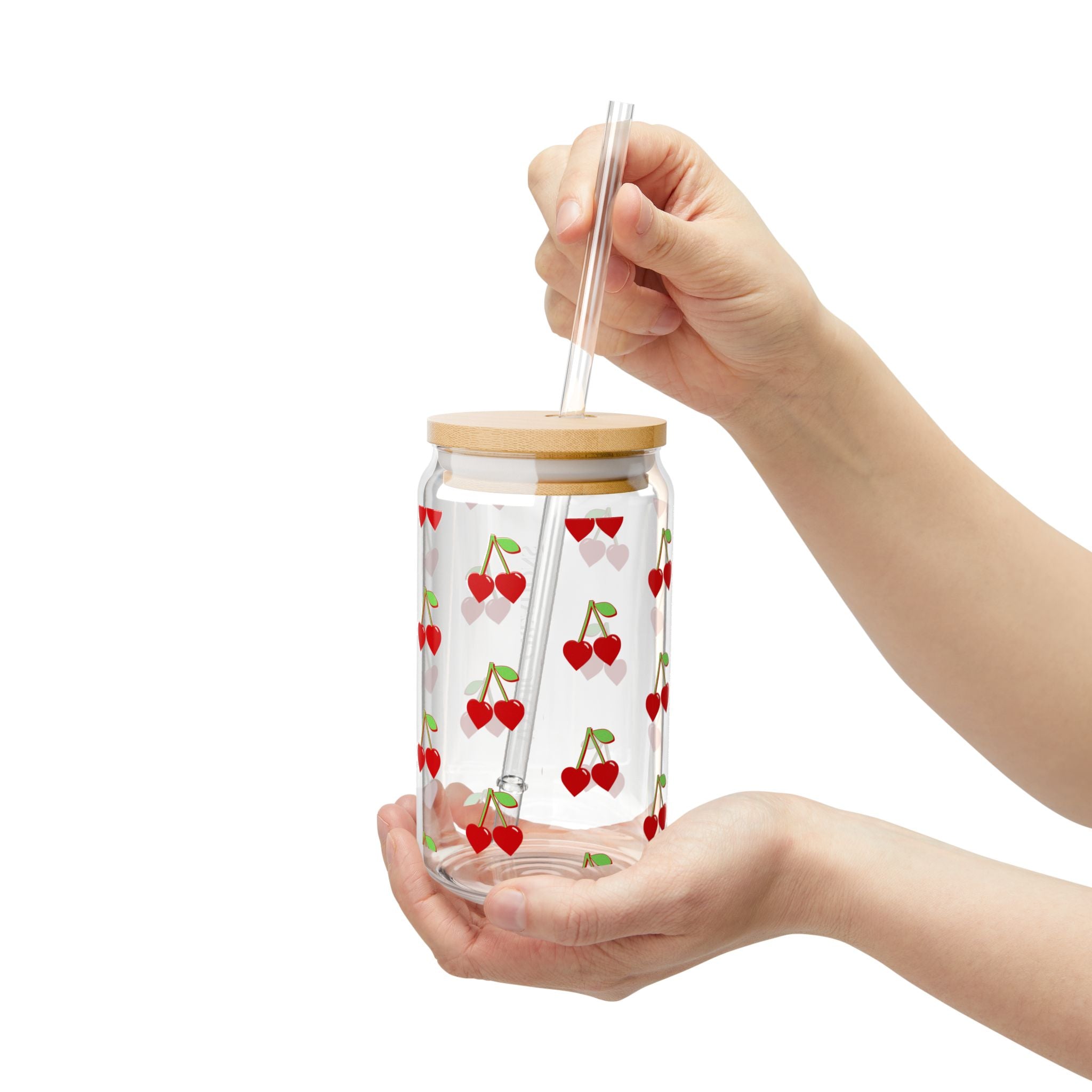 Cherry-Design Sipper Glass | 16oz Adamic Creations Drinkware