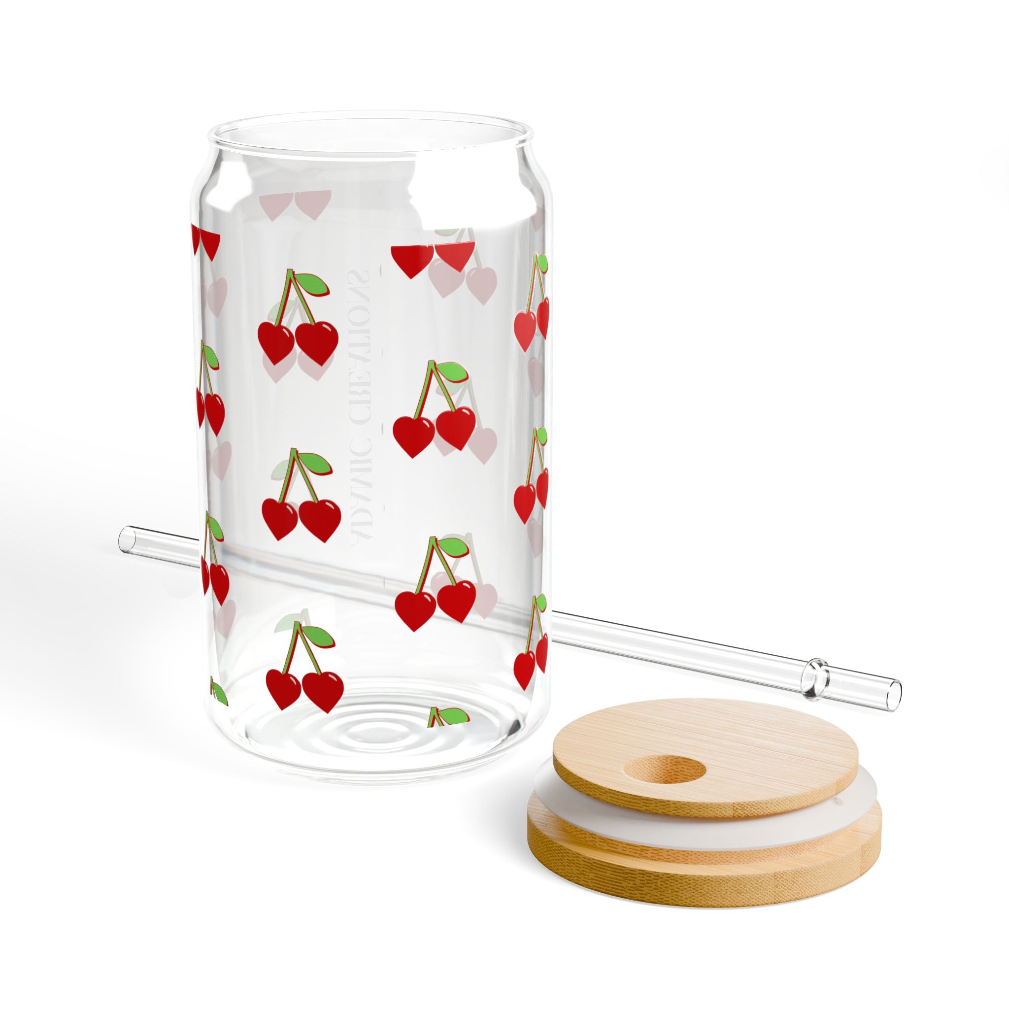 Cherry-Design Sipper Glass | 16oz Adamic Creations Drinkware
