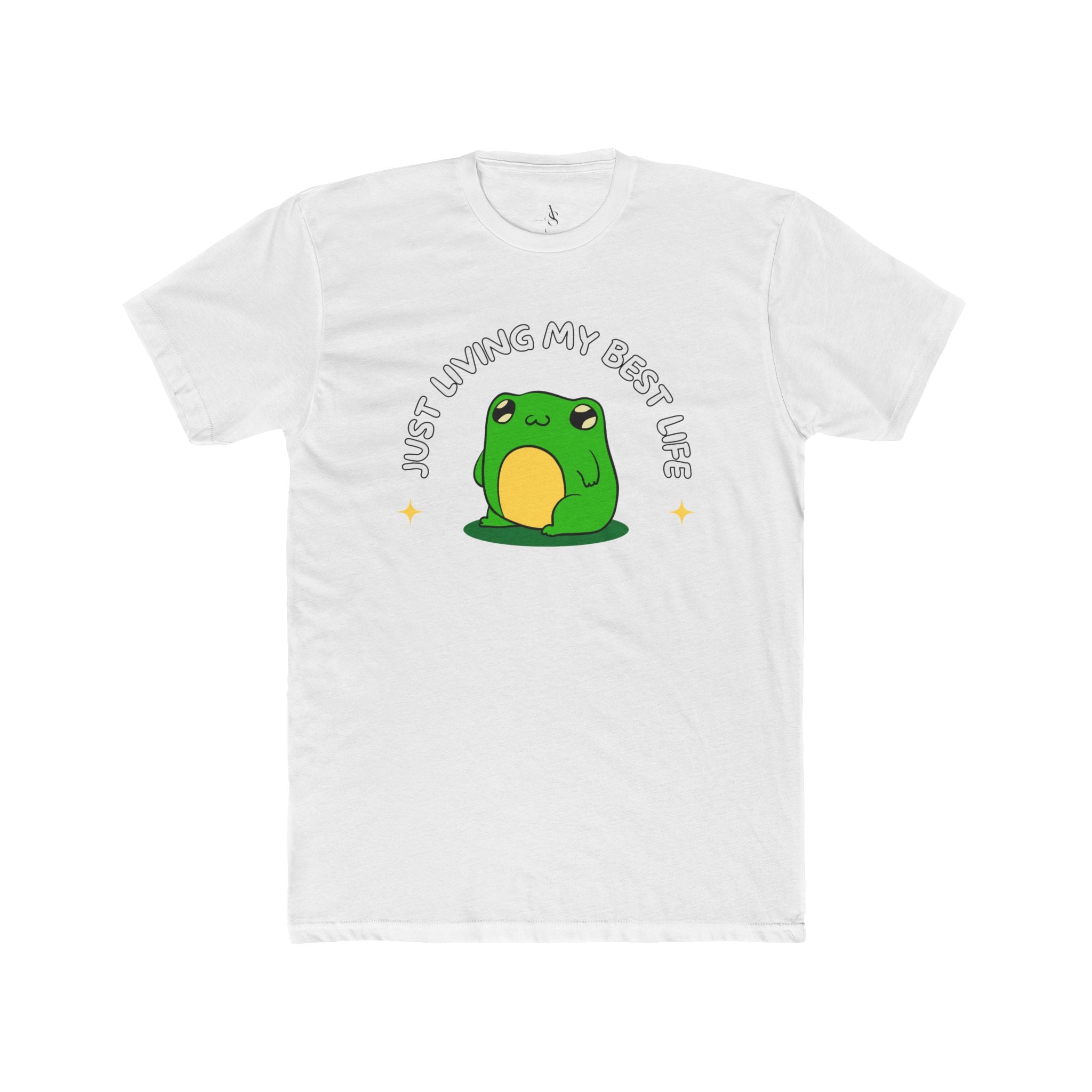 Adamic Creations Frog Graphic Tee, Just Living My Best Life Shirt, Unisex Cotton Crew Tee
