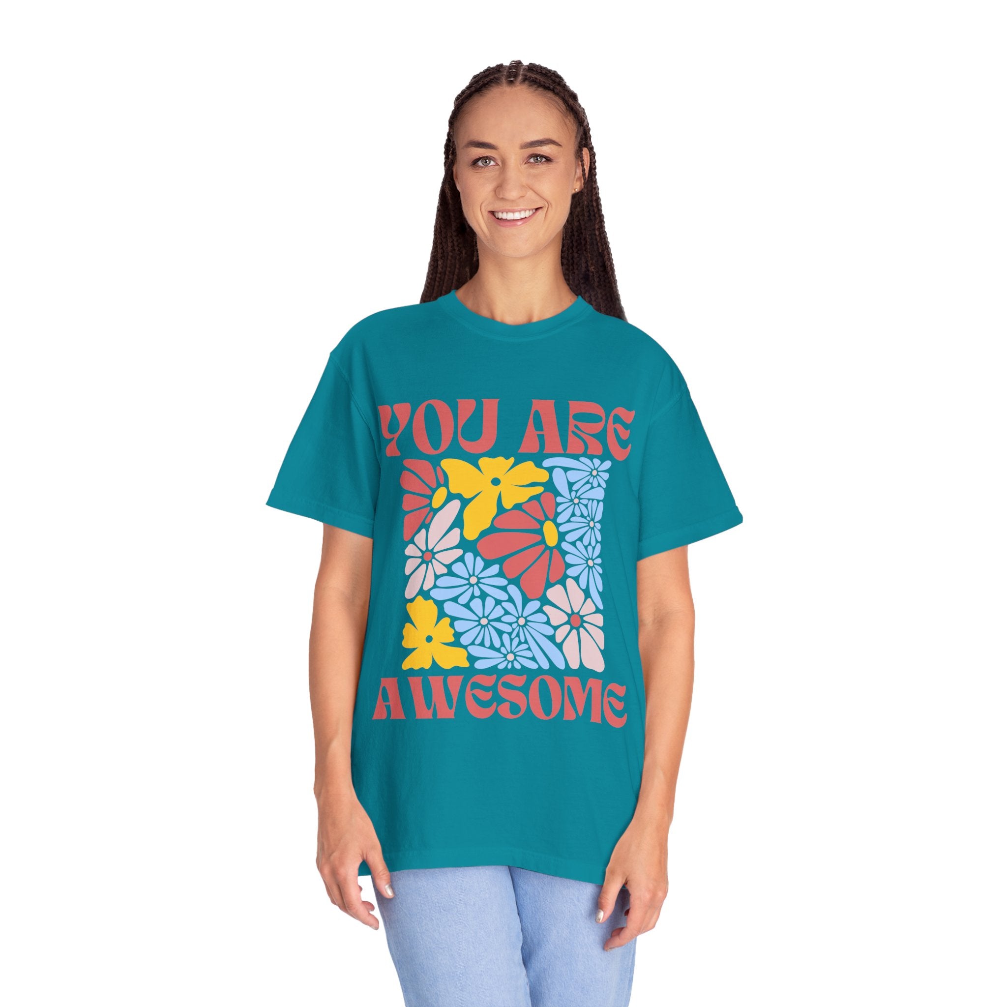 Adamic Creations- You Are Awesome Flower T-Shirt