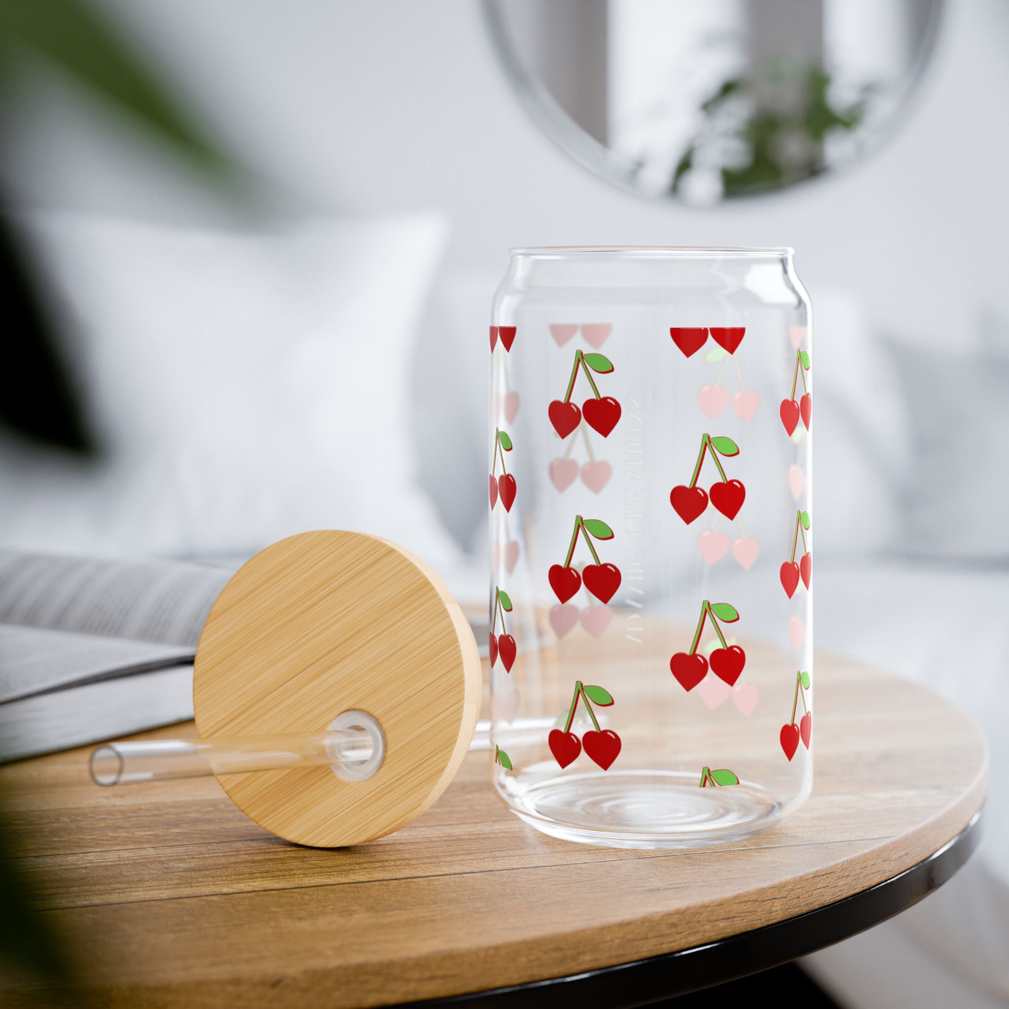 Cherry-Design Sipper Glass | 16oz Adamic Creations Drinkware