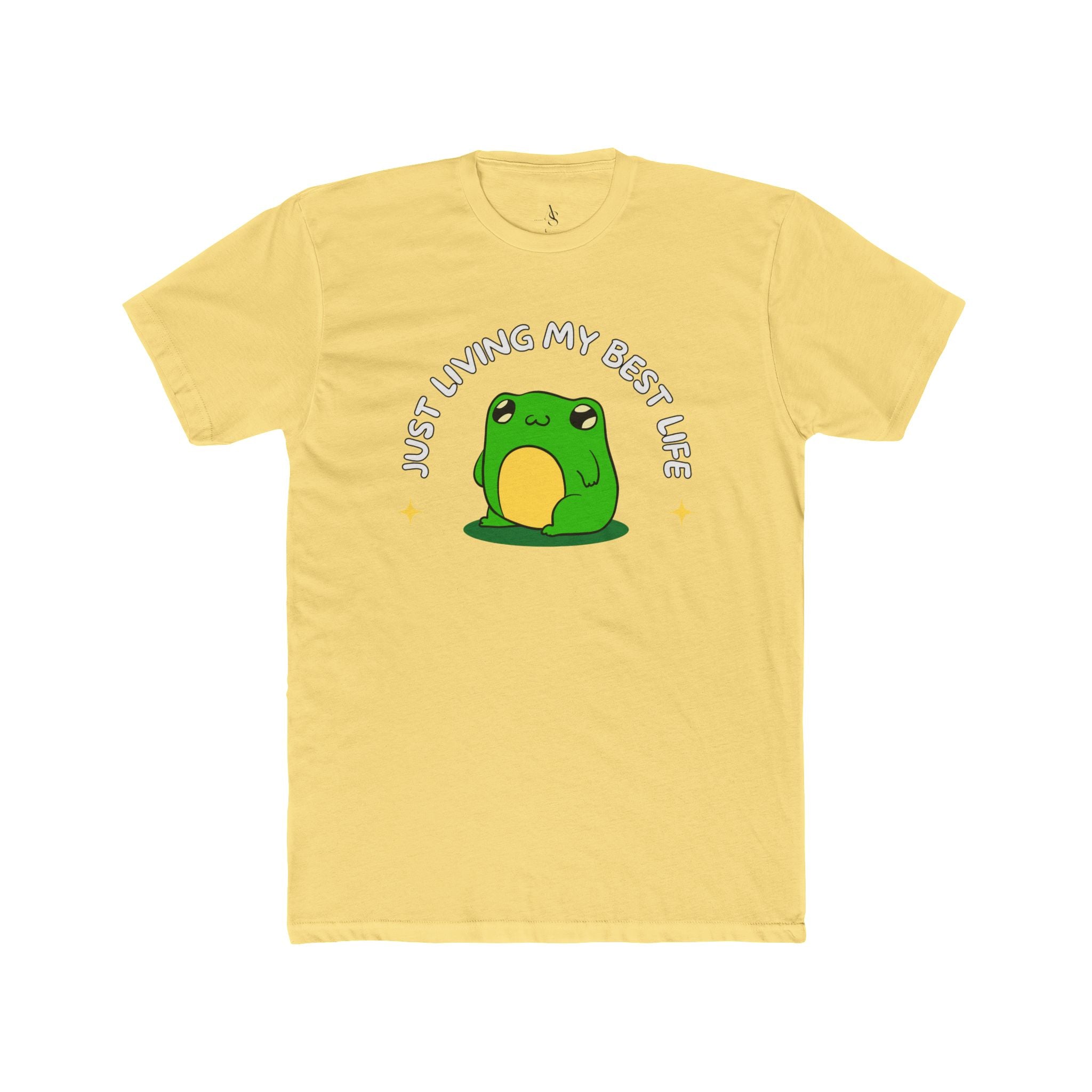 Adamic Creations Frog Graphic Tee, Just Living My Best Life Shirt, Unisex Cotton Crew Tee