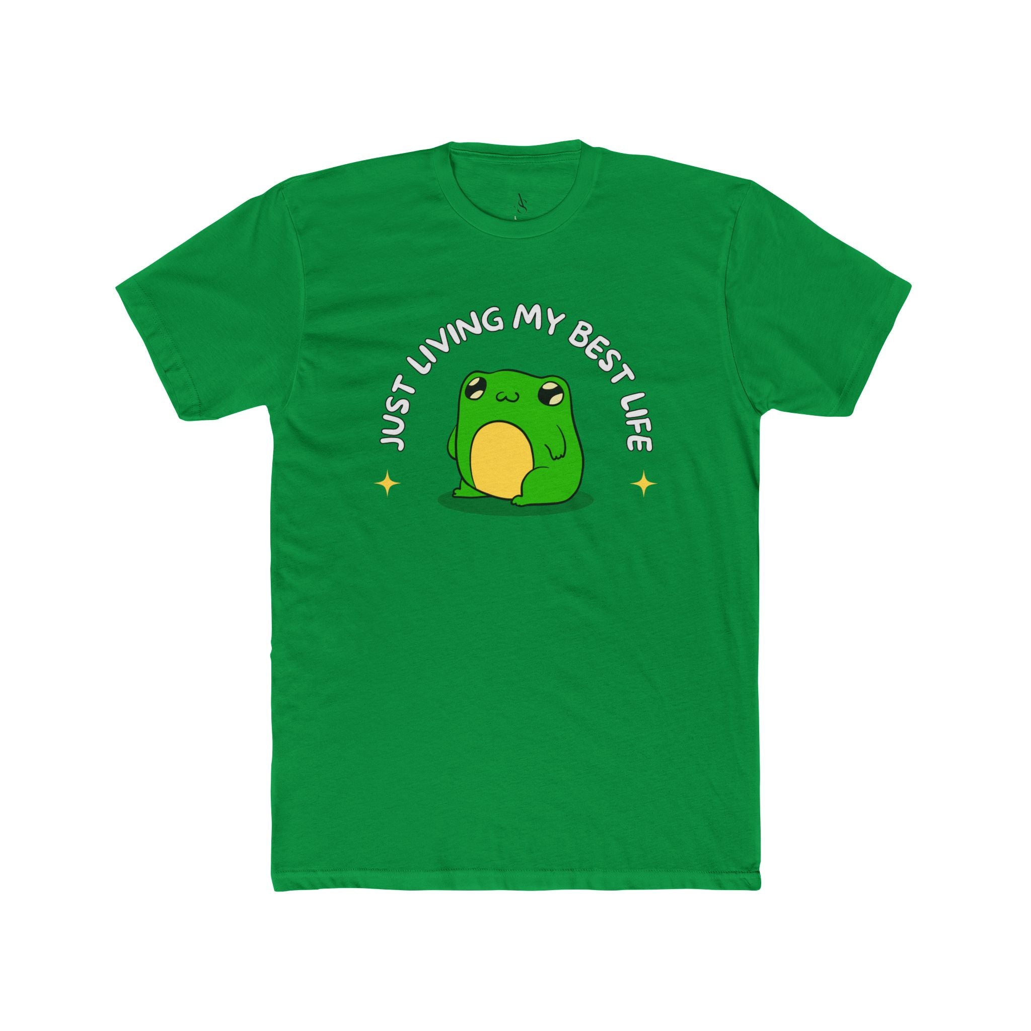 Adamic Creations Frog Graphic Tee, Just Living My Best Life Shirt, Unisex Cotton Crew Tee