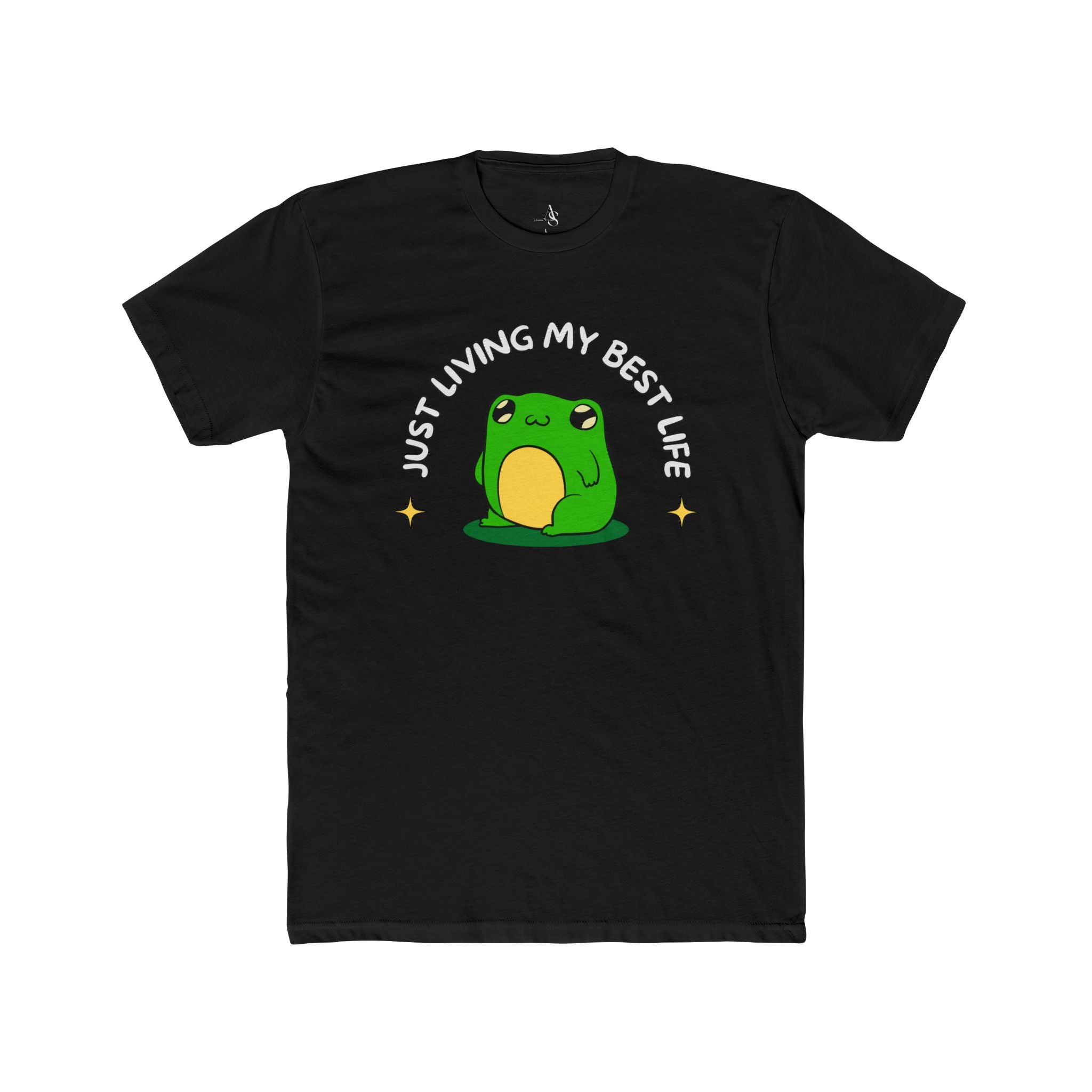 Adamic Creations Frog Graphic Tee, Just Living My Best Life Shirt, Unisex Cotton Crew Tee