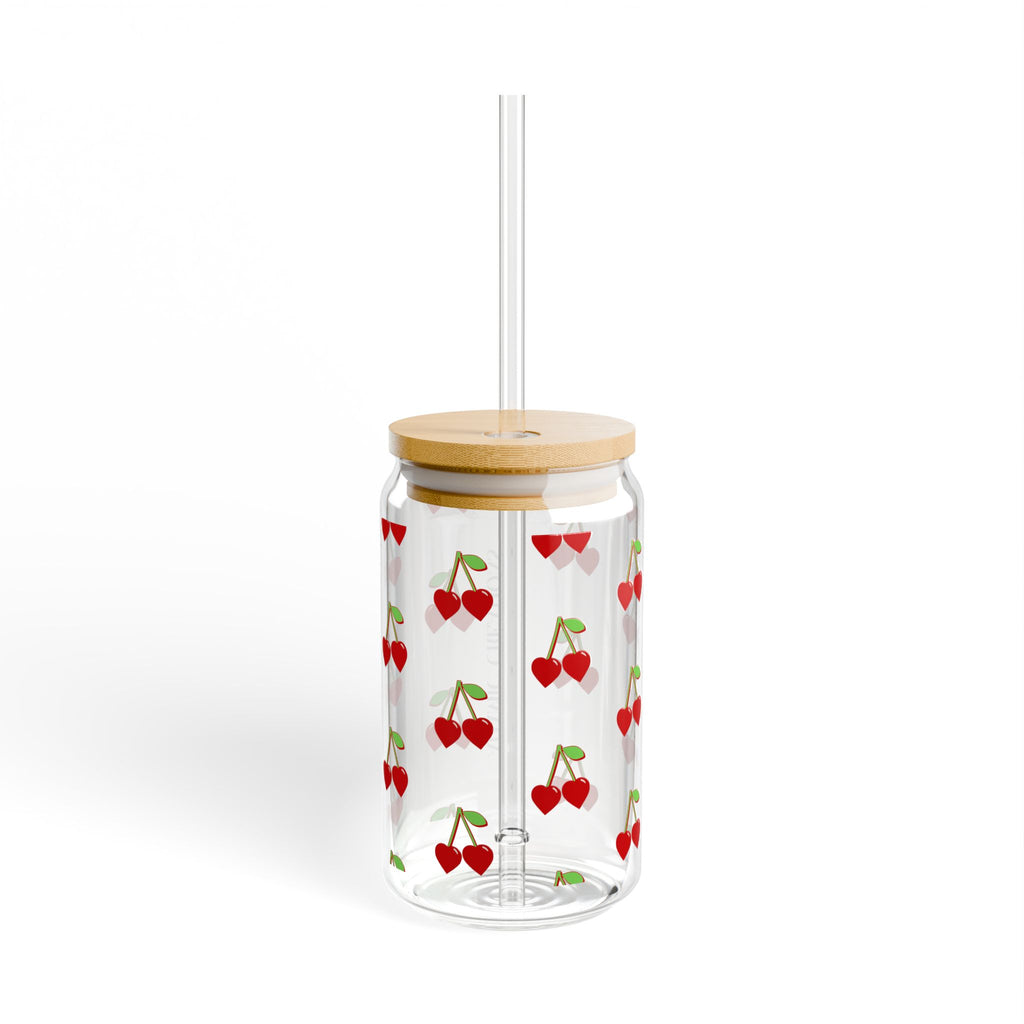 Cherry-Design Sipper Glass | 16oz Adamic Creations Drinkware